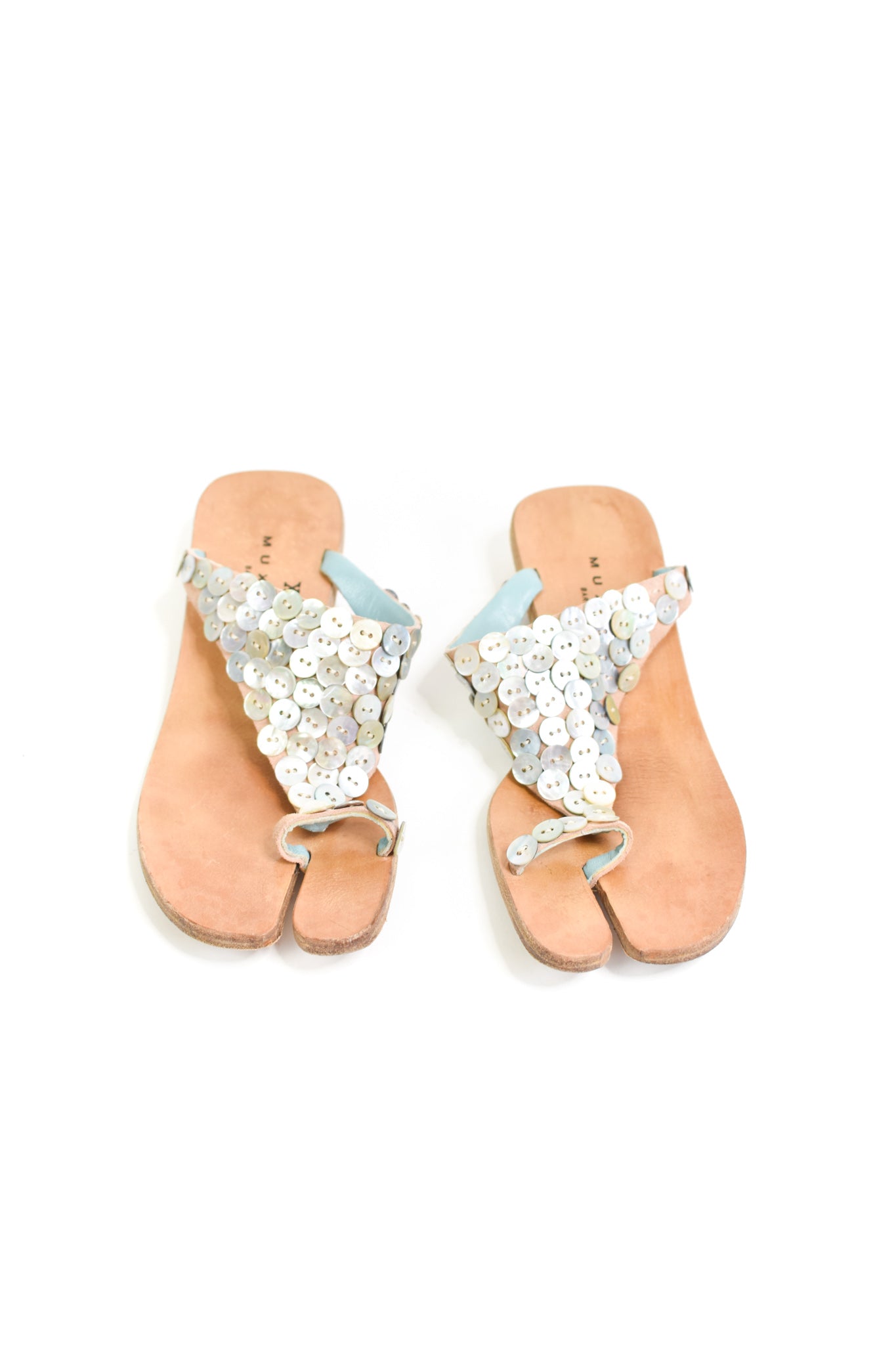 Mother of pearl tabi sandals