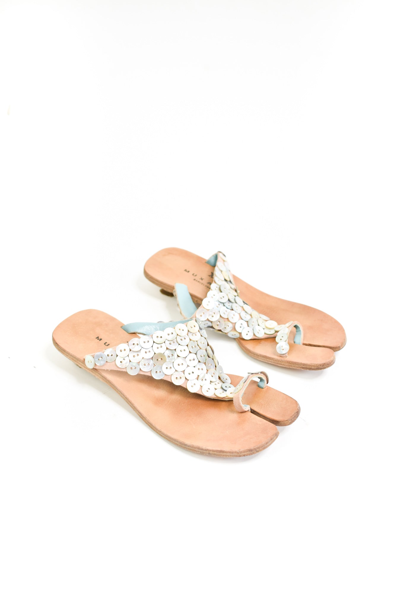 Mother of pearl tabi sandals