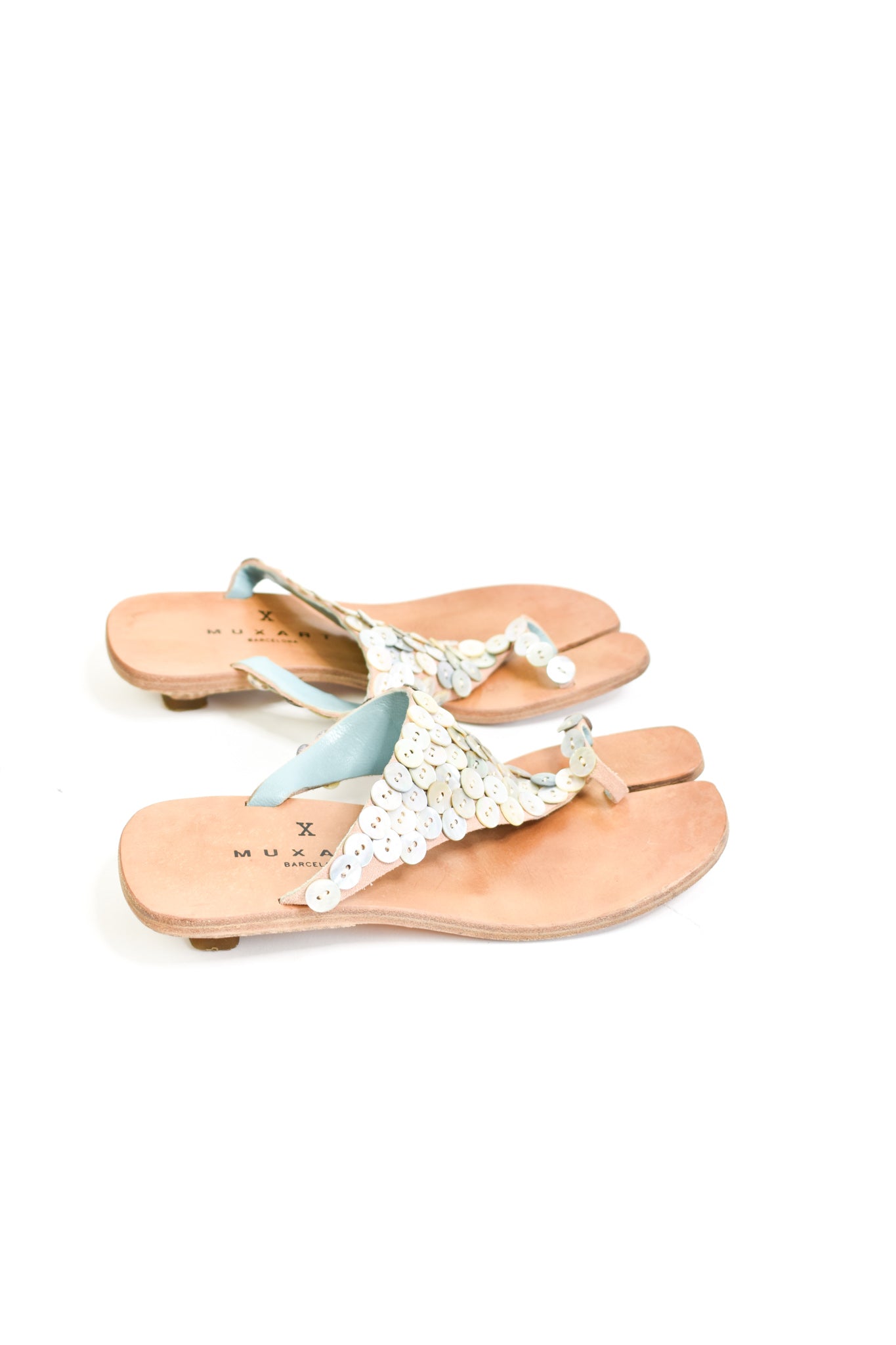Mother of pearl tabi sandals