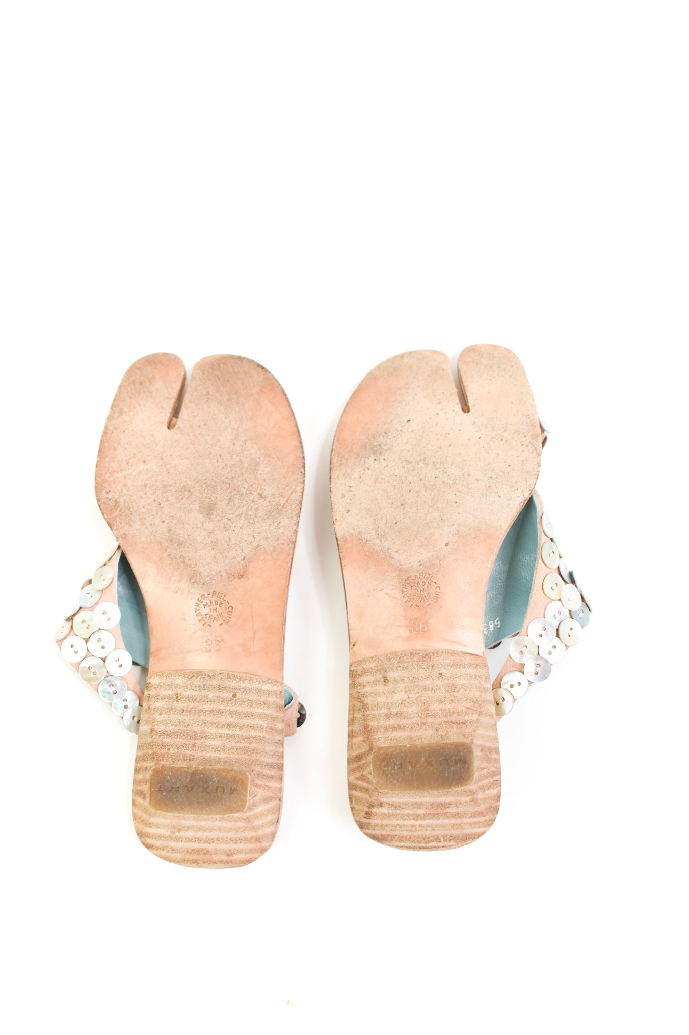 Mother of pearl tabi sandals