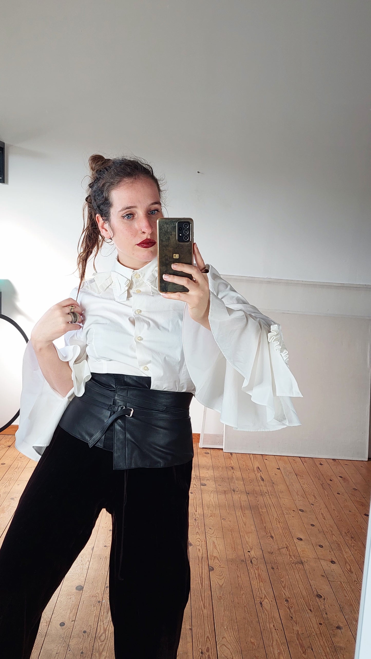 Wide leather belt
