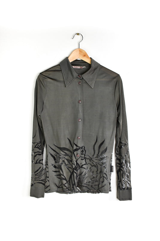 Viscose blouse with see-through pattern