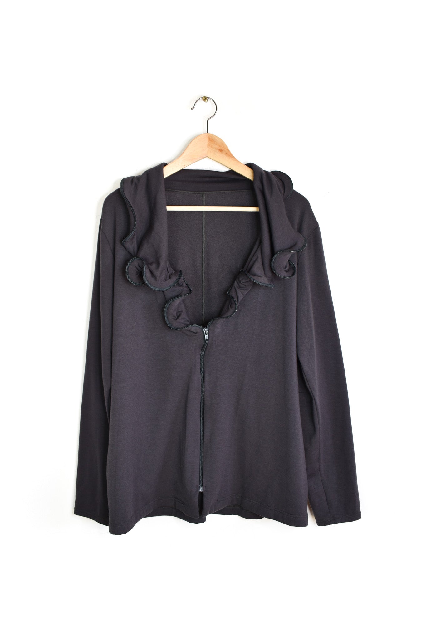 Jersey twirly collar cardigan