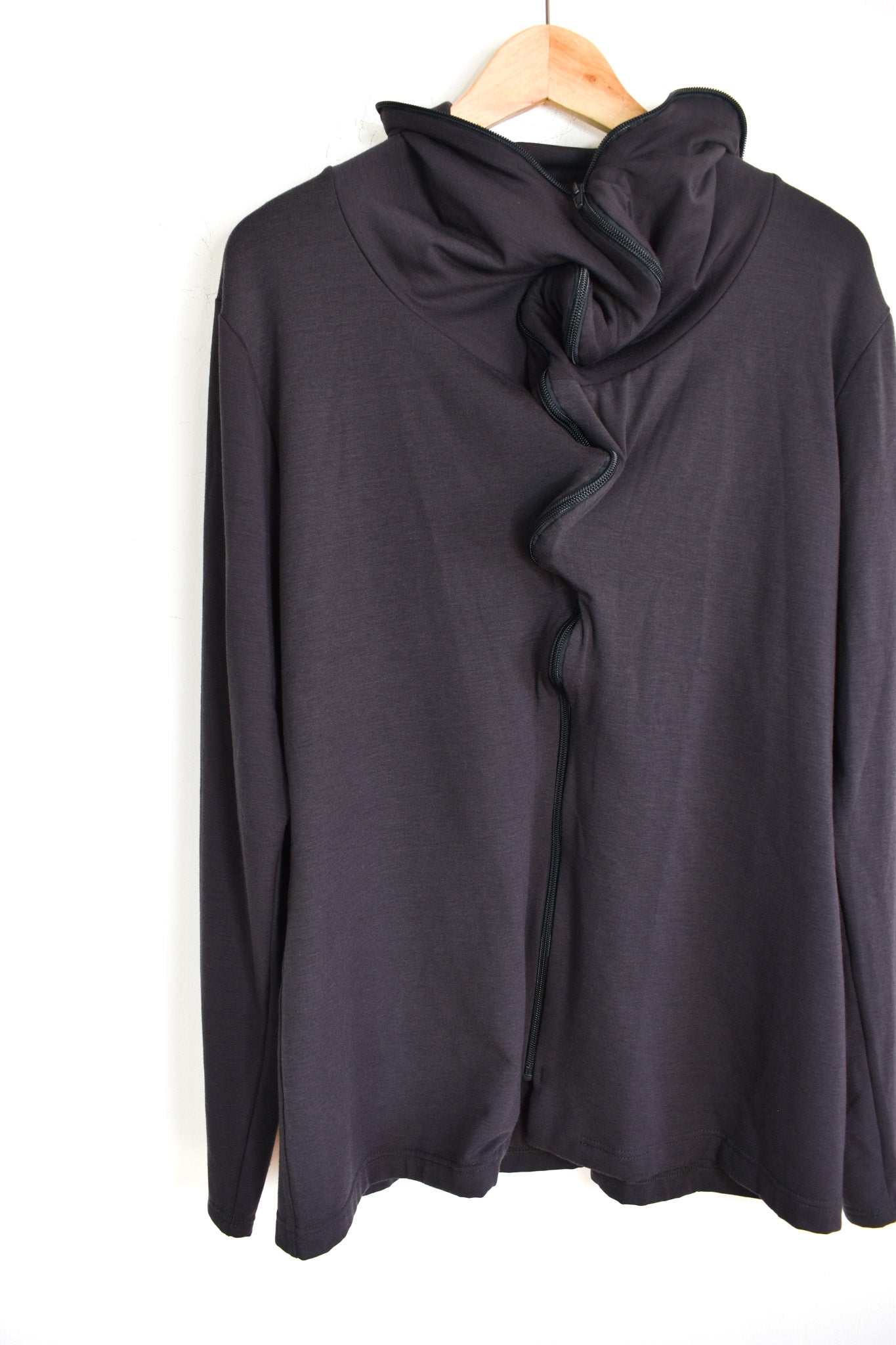 Jersey twirly collar cardigan