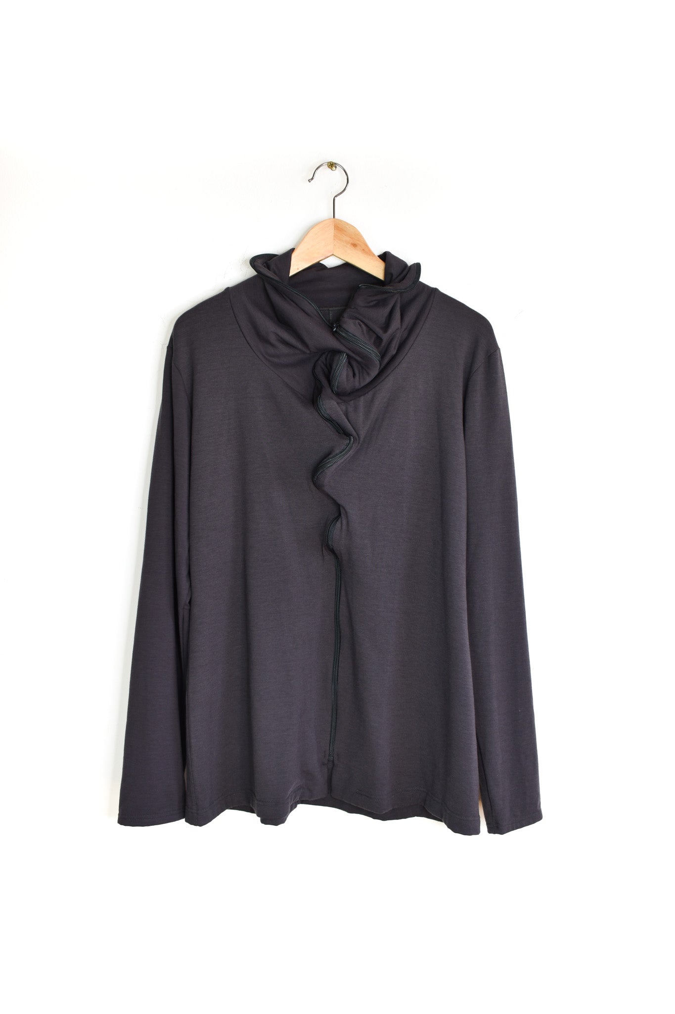 Jersey twirly collar cardigan