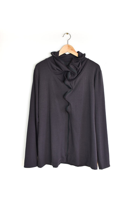 Jersey twirly collar cardigan