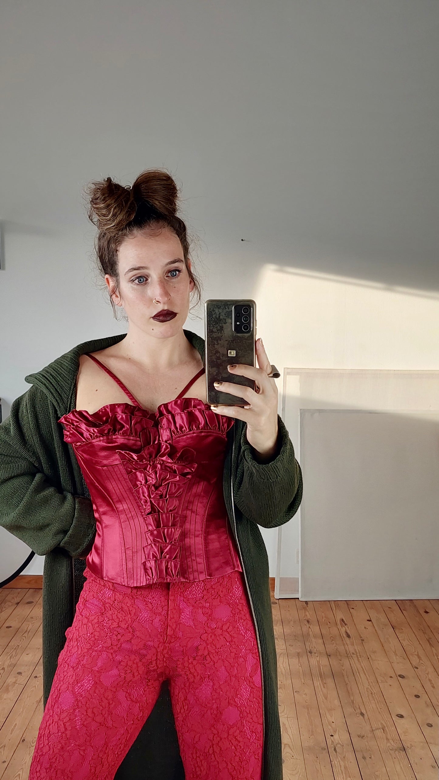 Cherry coloured corset