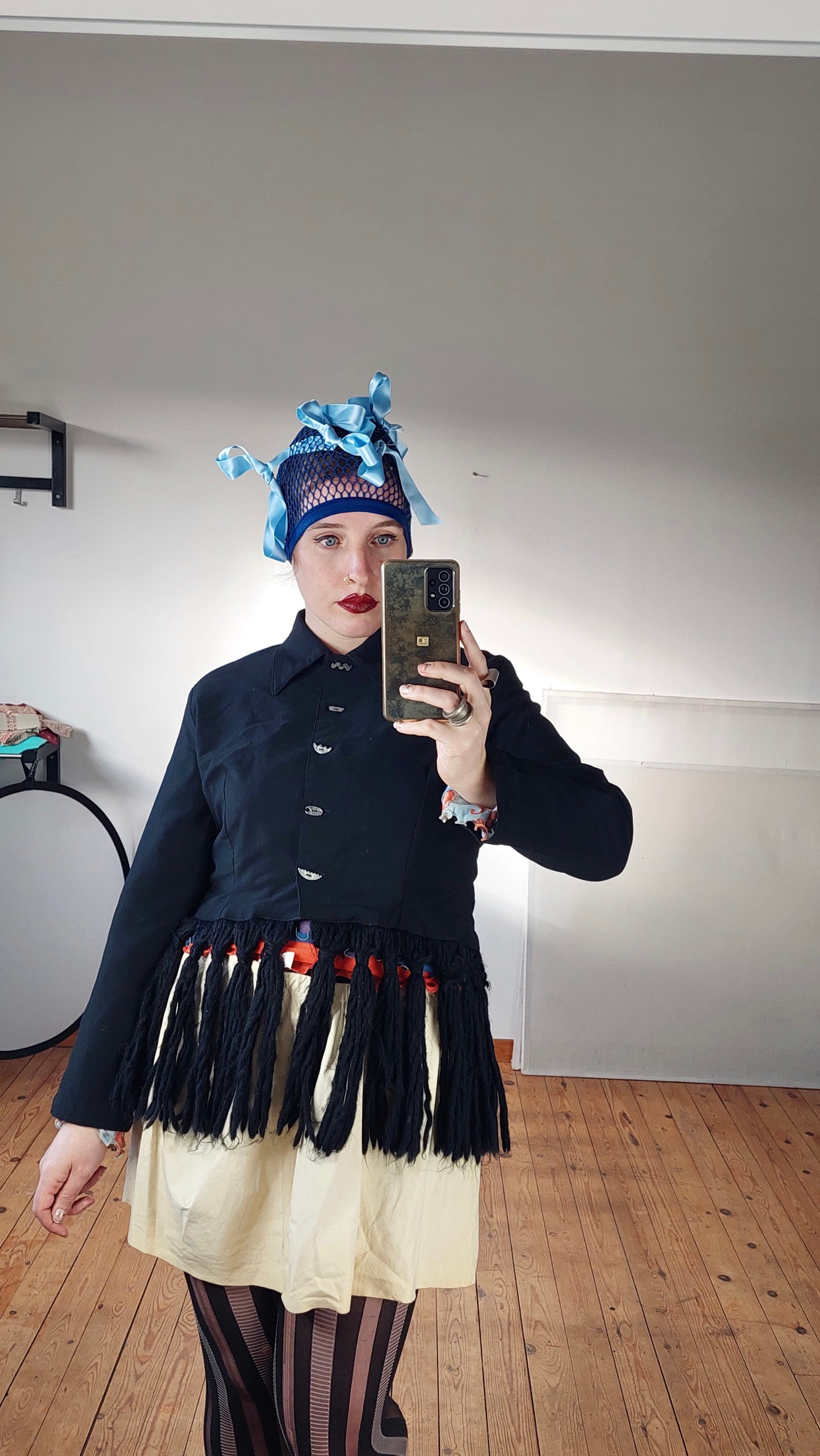 Jacket with large wool fringe