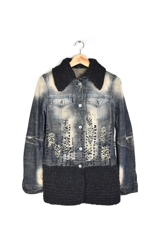 Knitted denim jacket