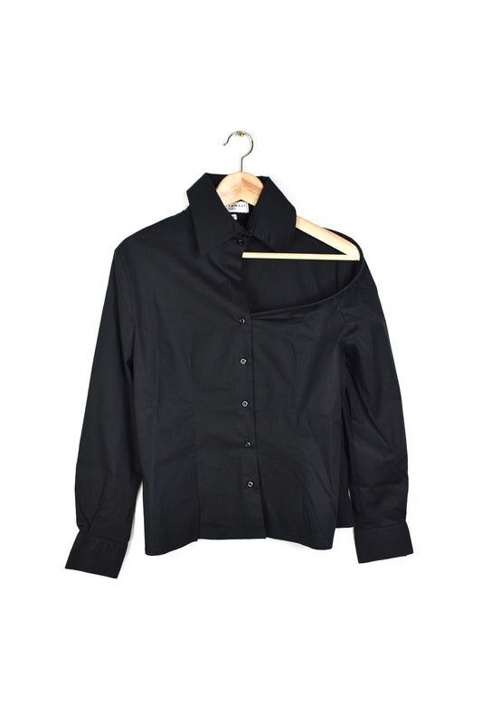 Cottonade blouse with open neckline