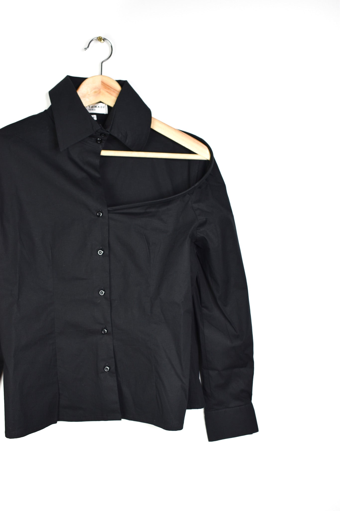 Cottonade blouse with open neckline