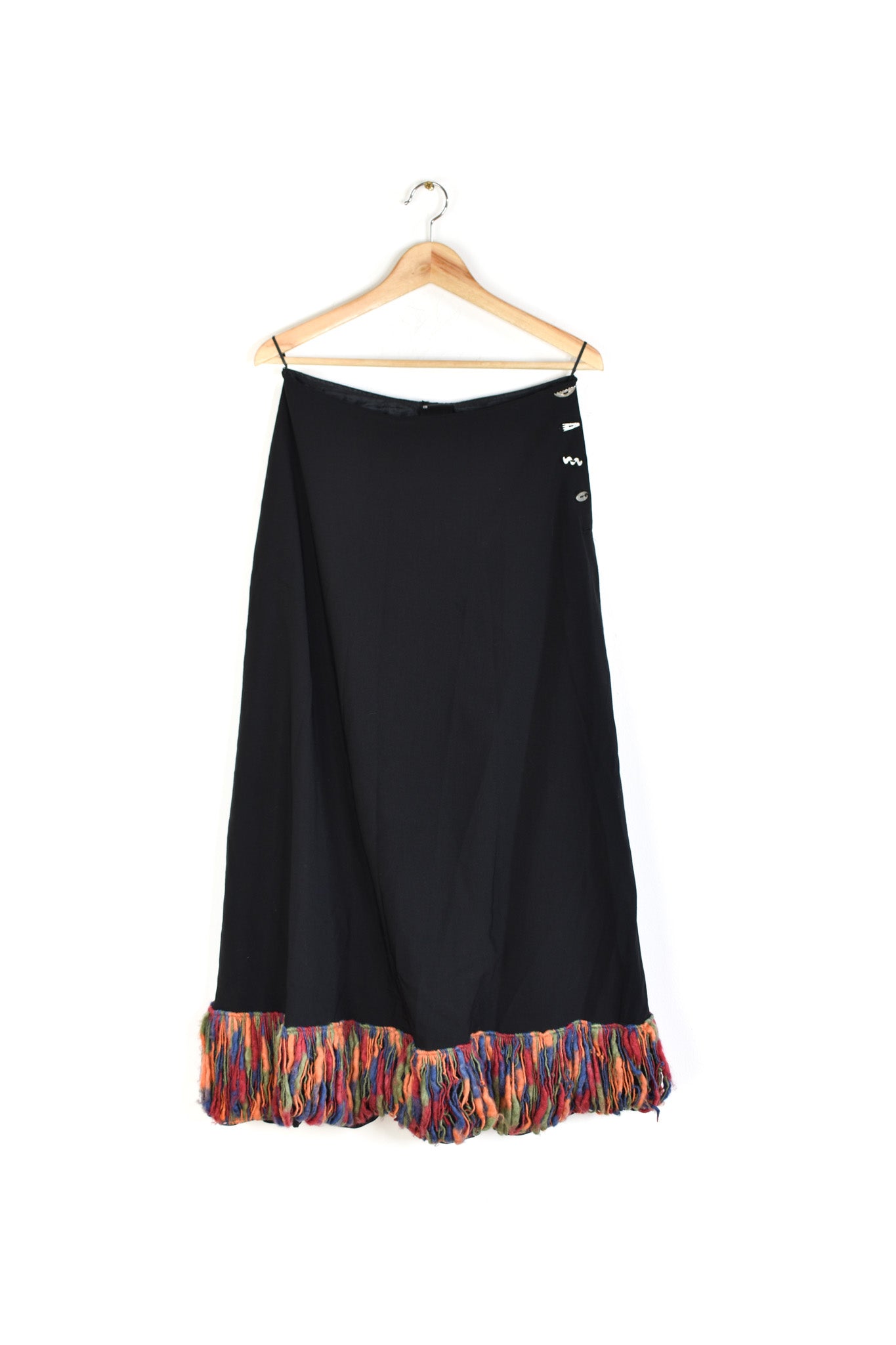 Multicolor wool fringe skirt