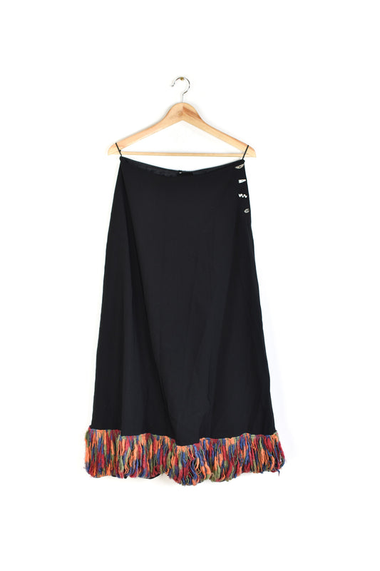 Multicolor wool fringe skirt
