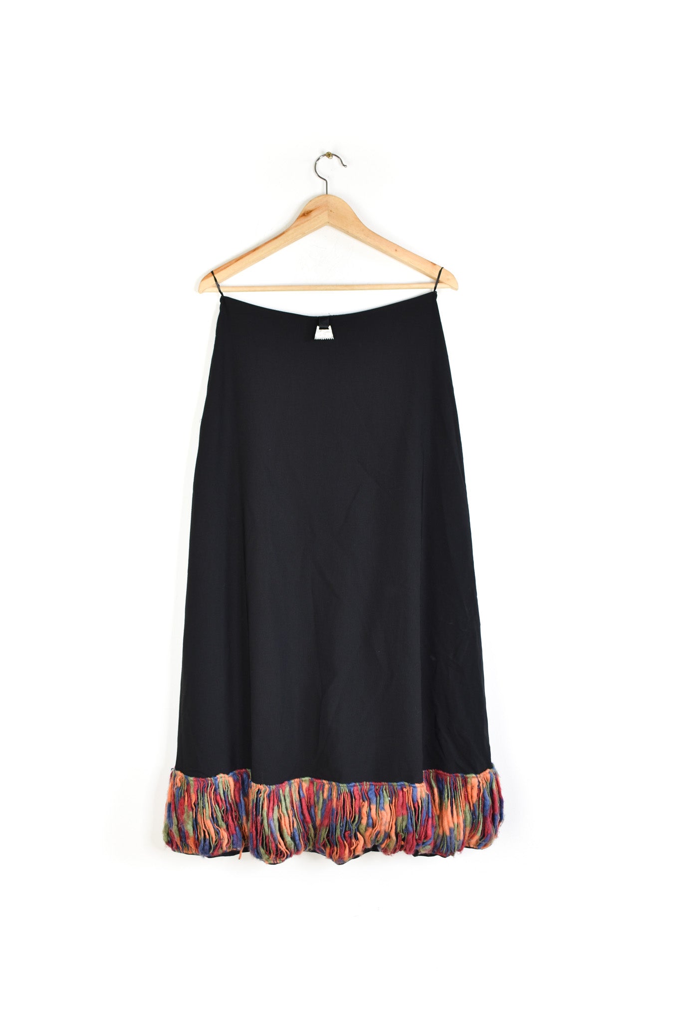 Multicolor wool fringe skirt