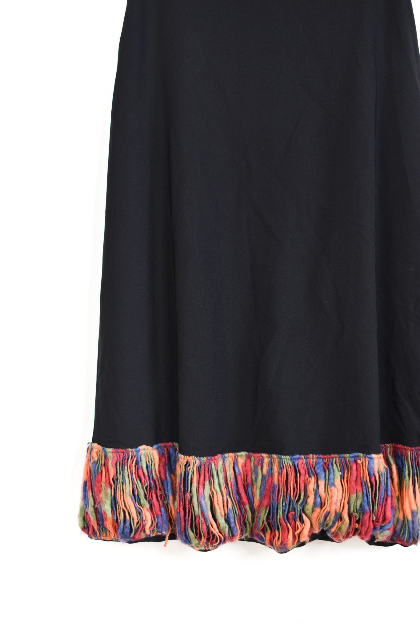 Multicolor wool fringe skirt