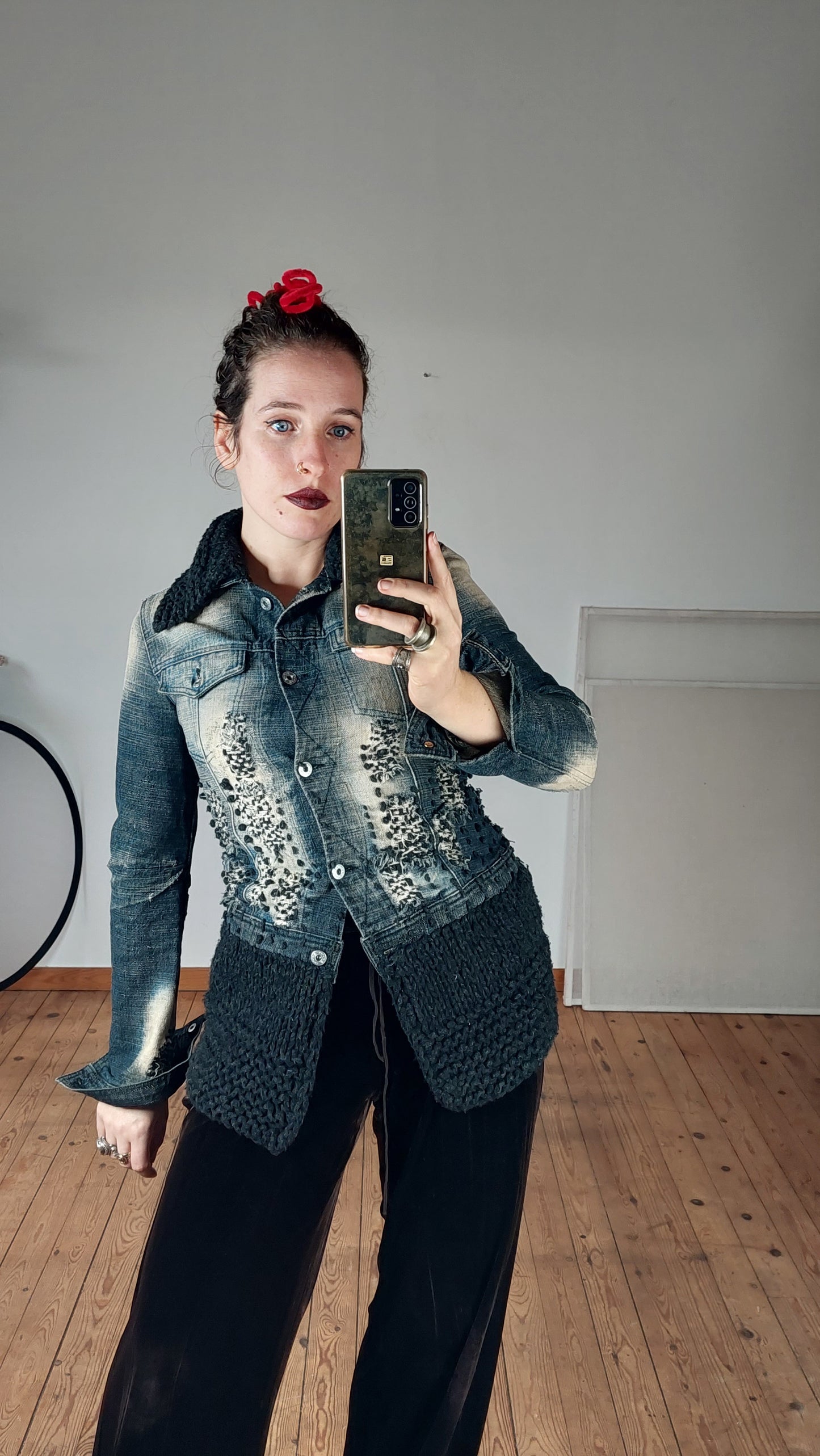 Knitted denim jacket